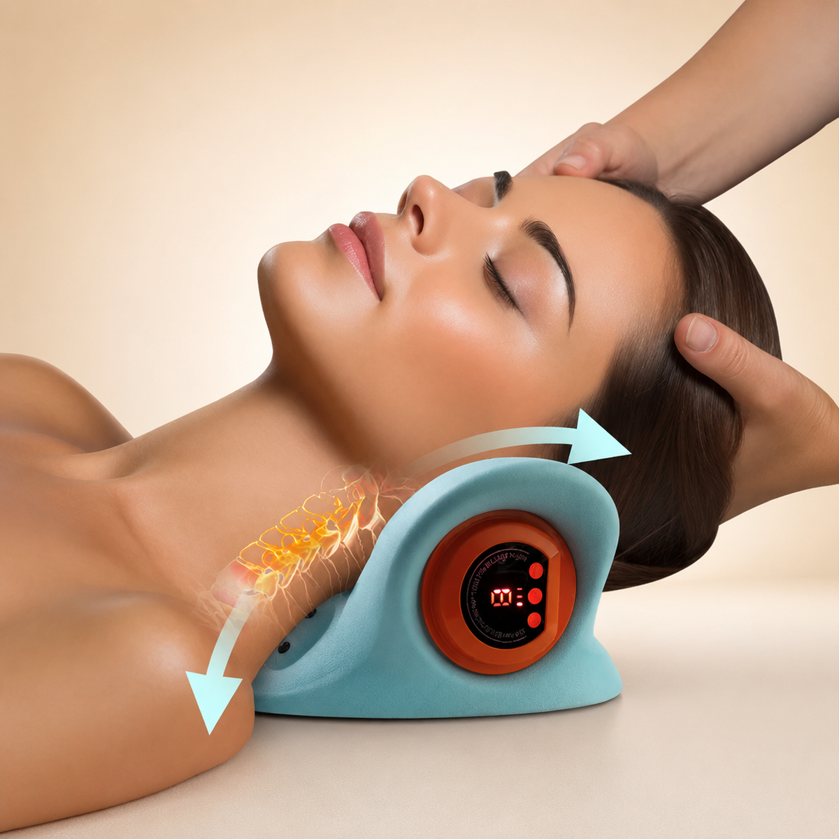 Portable Cervical Neck Massager – Traction & Acupressure Support Pillow