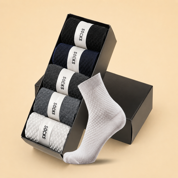 5 Pairs Men’s Bamboo Fiber Socks – Breathable Business & Casual Crew