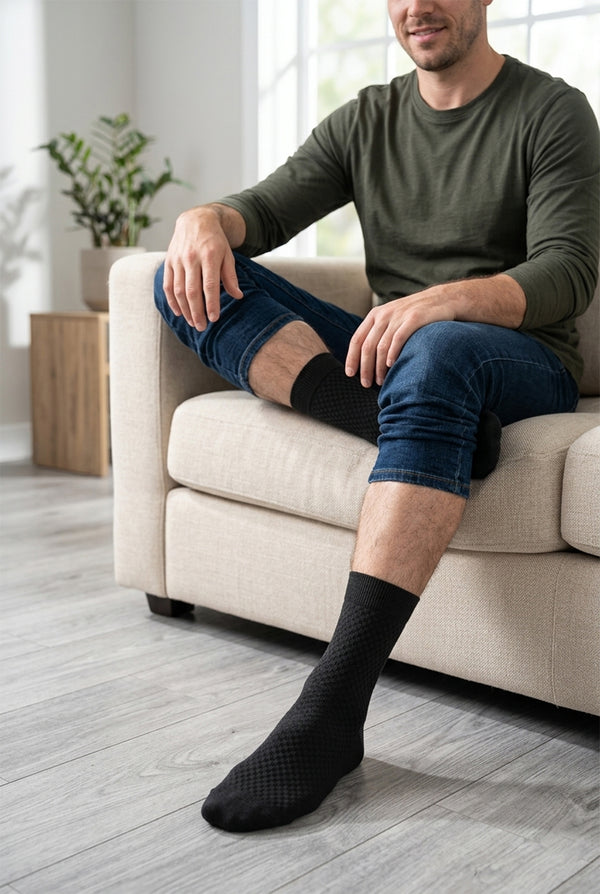 5 Pairs Men’s Bamboo Fiber Socks – Breathable Business & Casual Crew