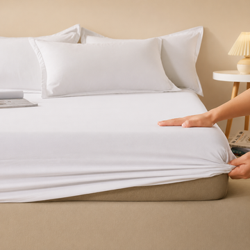 100% Cotton Fitted Sheet – Adjustable Non-Slip Mattress Cover (Single to King)