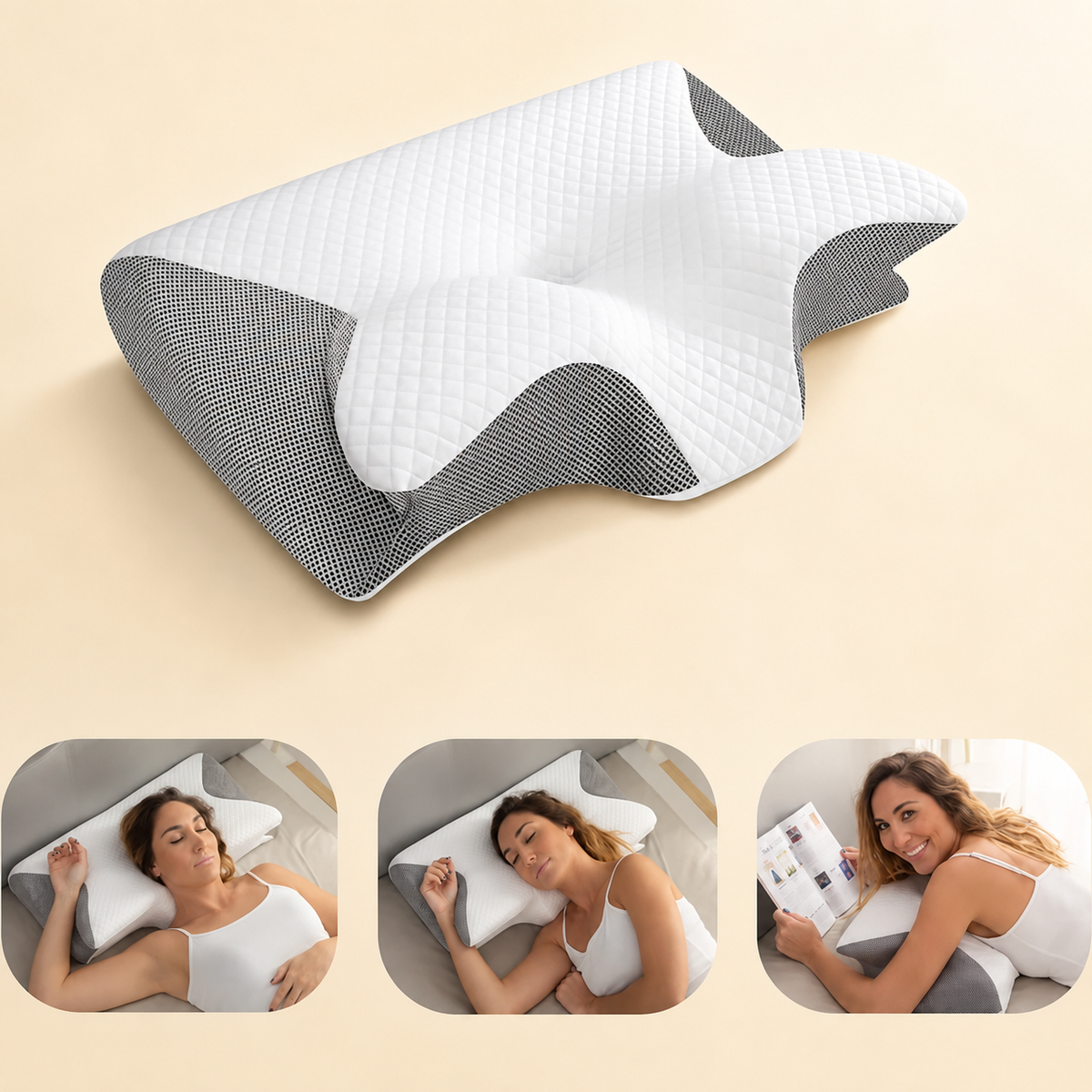 2-in-1 Memory Foam Cervical Pillow – Ergonomic Contour Neck Support