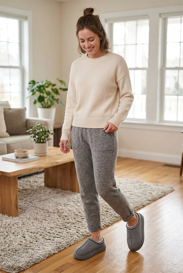 Women’s Warm Plush Platform Slippers – Non-Slip Winter Home Shoes