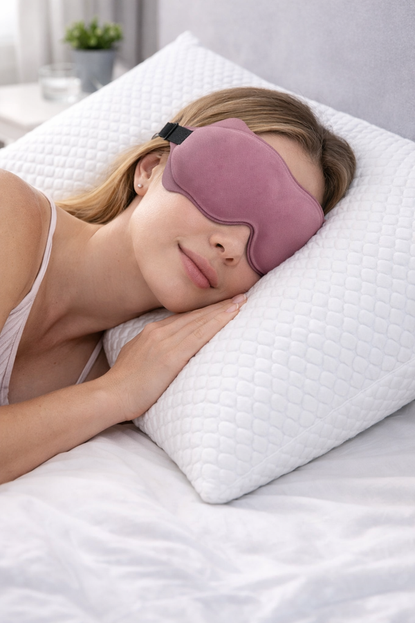 3D Contoured Eye Sleep Mask – Soft Padded Light Blocking Blindfold