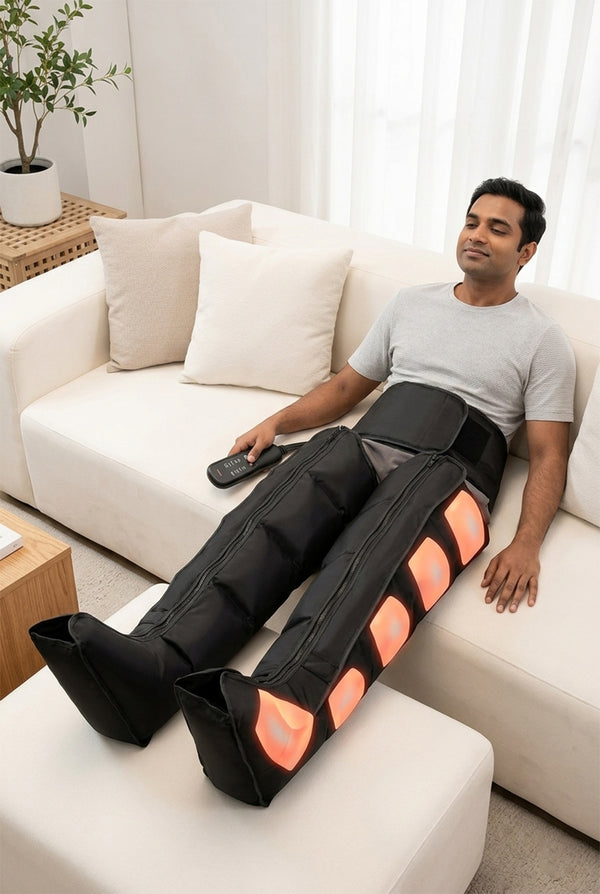 Electric Pneumatic Leg Massager – Extended Thigh, Calf & Foot Compression with Remote