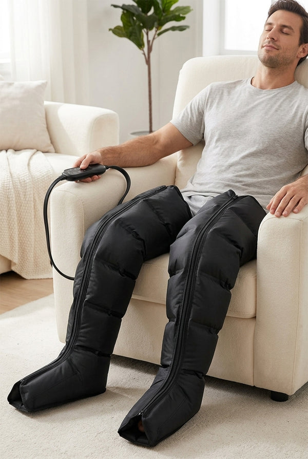 Electric Pneumatic Leg Massager – Extended Thigh, Calf & Foot Compression with Remote
