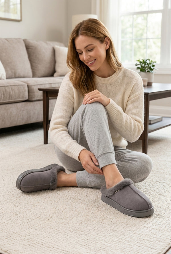 Women’s Warm Fluffy Slippers – Anti-Slip EVA Thick Sole Indoor Shoes
