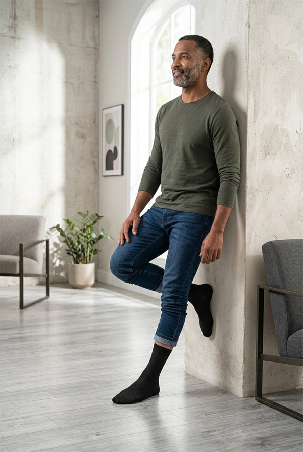 5 Pairs Men’s Bamboo Fiber Socks – Breathable Business & Casual Crew