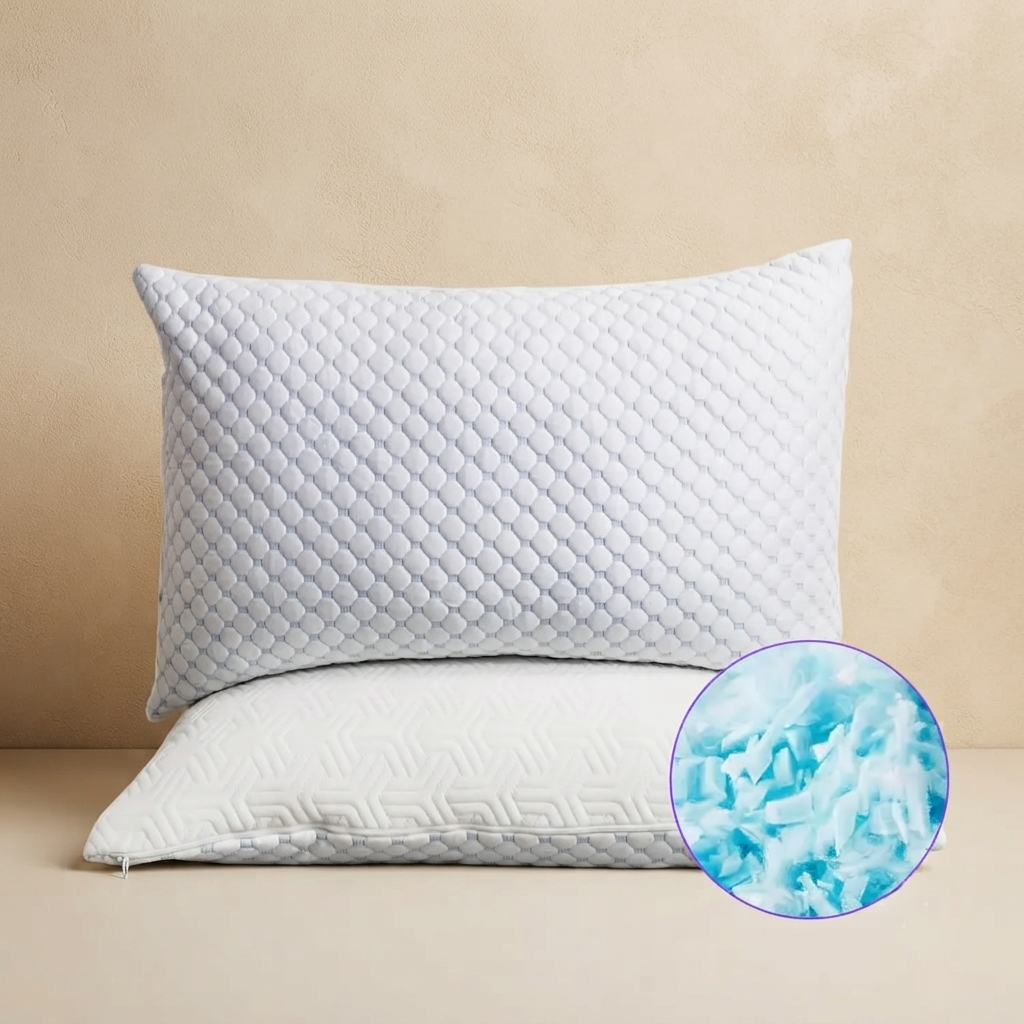 Cooling Memory Foam Pillow with Zipper – Adjustable Firmness Dual-Sided Design