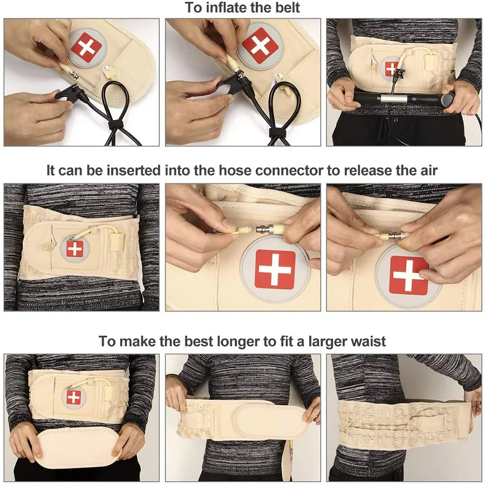 Back Decompression Lumbar Belt – Inflatable Support Brace for Lower Back