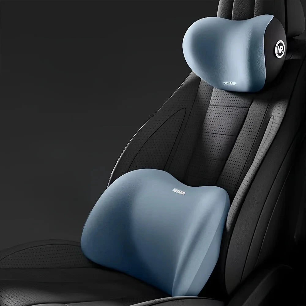 Ergonomic Memory Foam Car Seat Cushion – Lumbar & Headrest Support Set