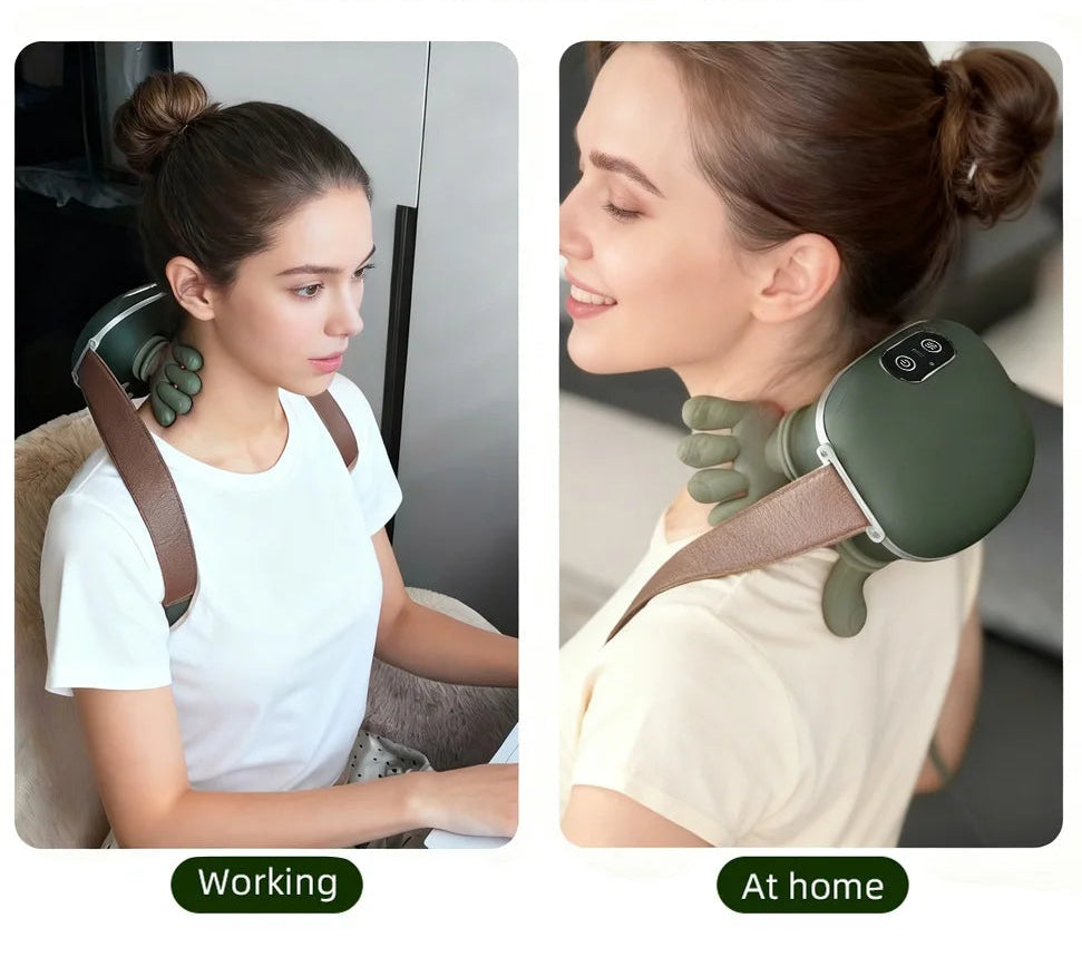 Wireless Neck & Shoulder Massager – Kneading Trapezius Support with Brushless Motor