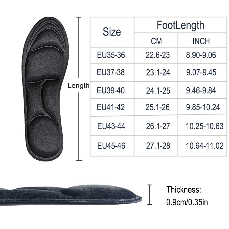 5D Memory Foam Insoles – Breathable Cushioned Support for Sports & Daily Wear