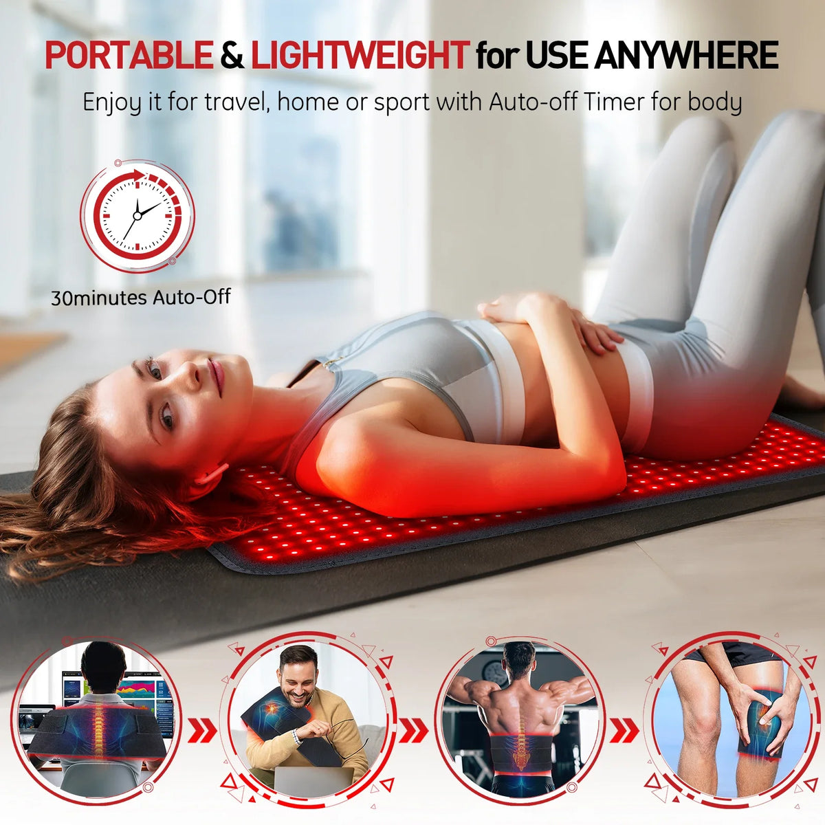 Red Light Therapy Heating Pad – Infrared 850nm Relief for Back, Waist & Shoulders