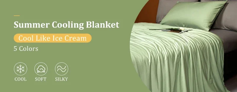 Ice Silk Cooling Comforter – Lightweight Summer Blanket (Twin/King)