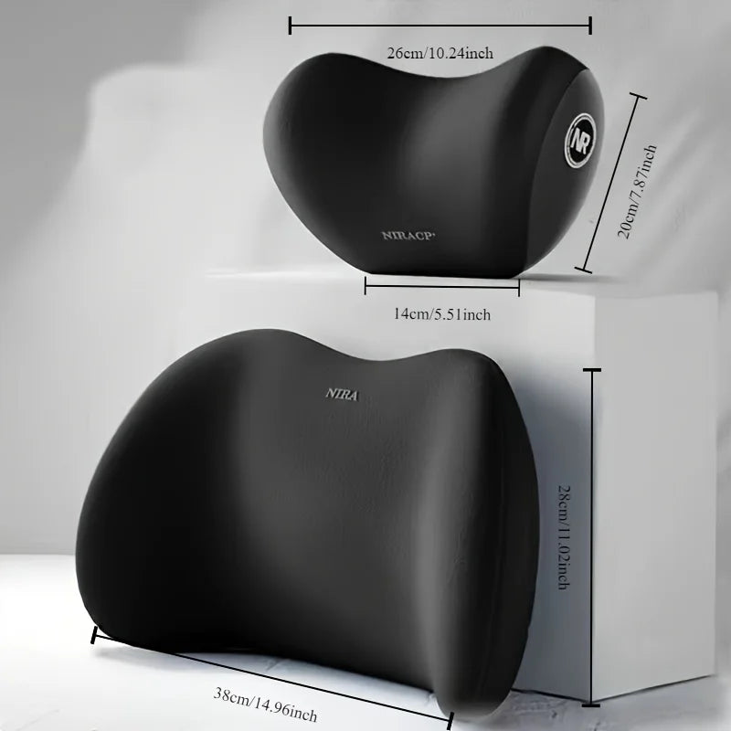 Ergonomic Memory Foam Car Seat Cushion – Lumbar & Headrest Support Set