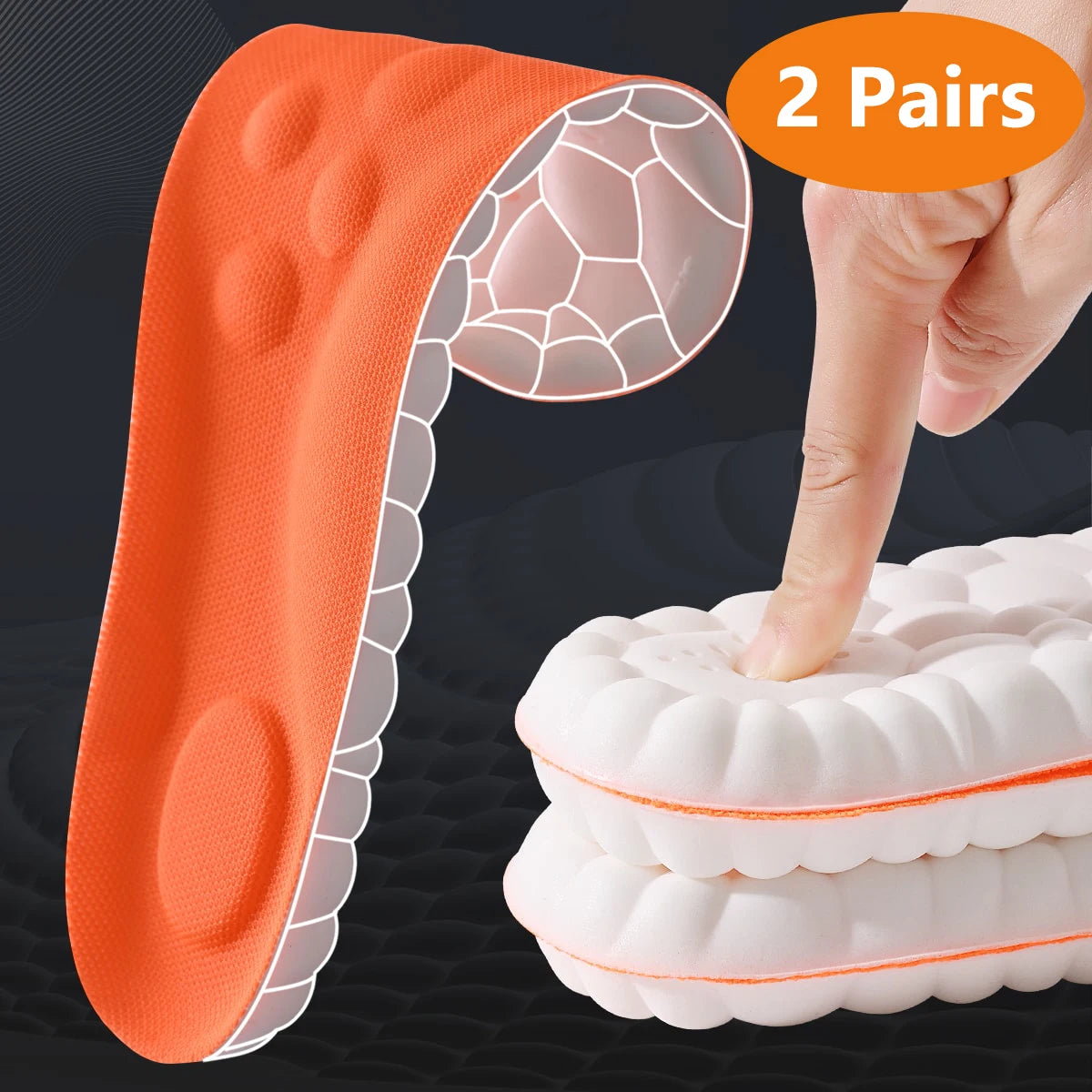 Breathable Latex Sport Insoles – Shock Absorption & Arch Support (1–4 Pairs)