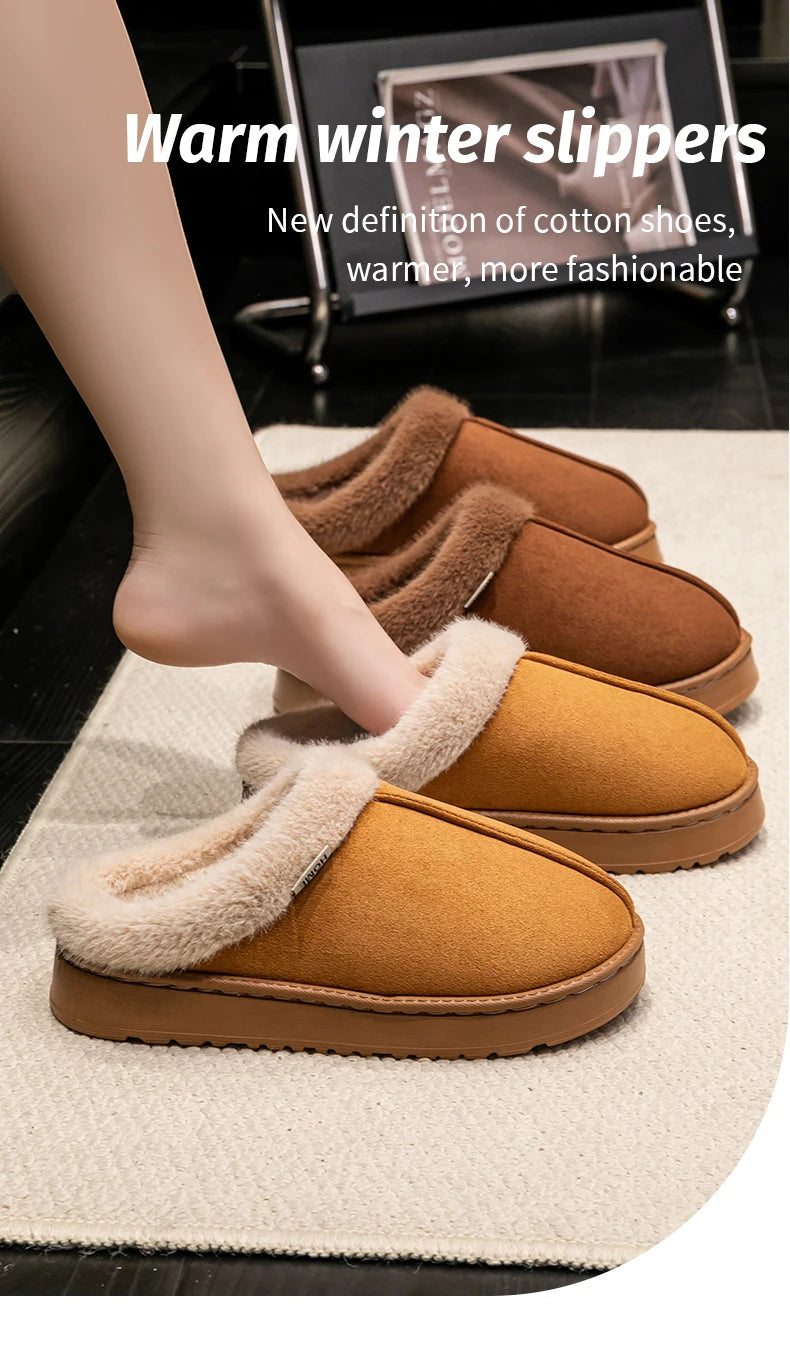 Women’s Warm Fluffy Slippers – Anti-Slip EVA Thick Sole Indoor Shoes