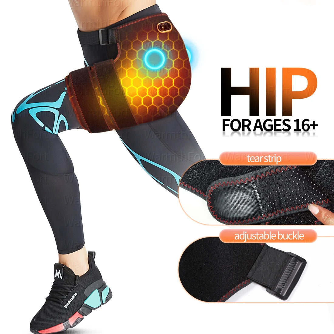 Heated Hip Support Wrap with Massage – USB-Powered Brace for Lower Back & Hip Comfort