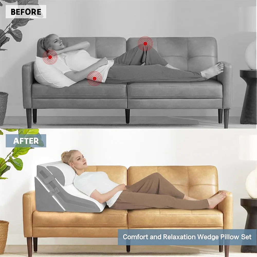 Adjustable Folding Wedge Pillow – Elevated Back Support for Comfortable Sleep