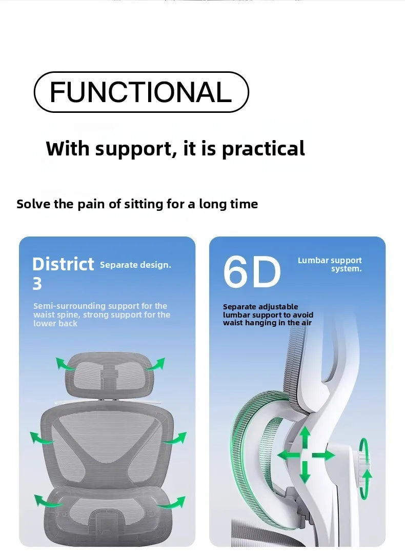 Ergonomic Gaming & Office Chair – Reclining with Lumbar Support & 4D Armrests