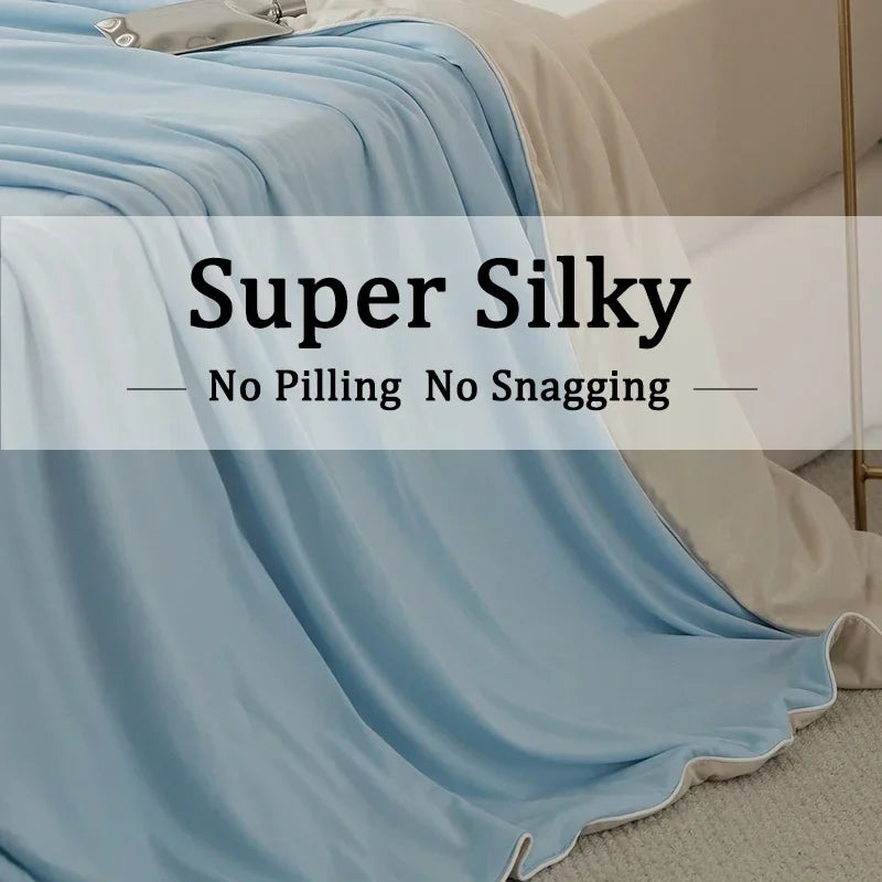 Ice Silk Cooling Comforter – Lightweight Summer Blanket (Twin/King)