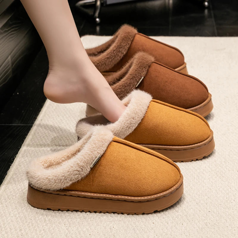 Women’s Warm Fluffy Slippers – Anti-Slip EVA Thick Sole Indoor Shoes
