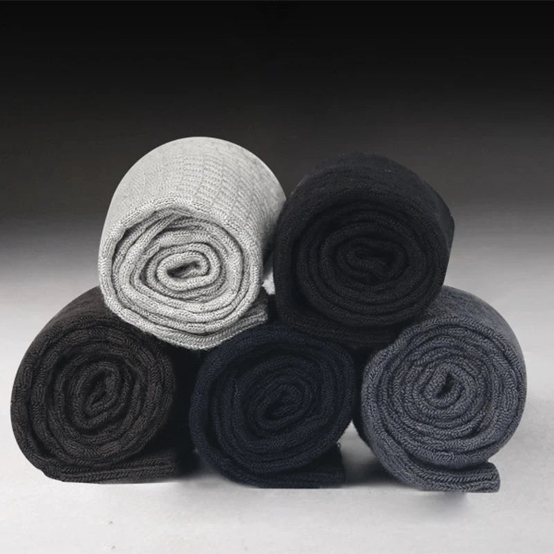 5 Pairs Men’s Bamboo Fiber Socks – Breathable Business & Casual Crew