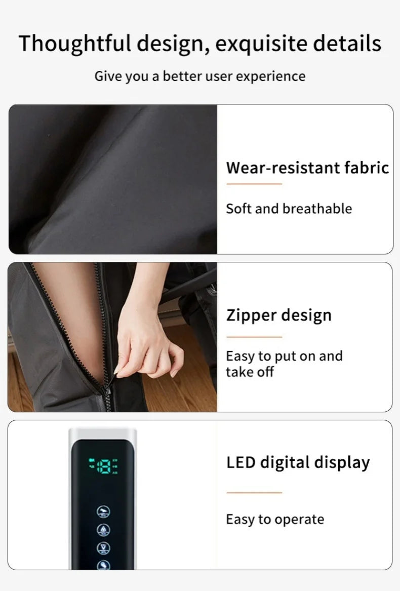 Electric Pneumatic Leg Massager – Extended Thigh, Calf & Foot Compression with Remote