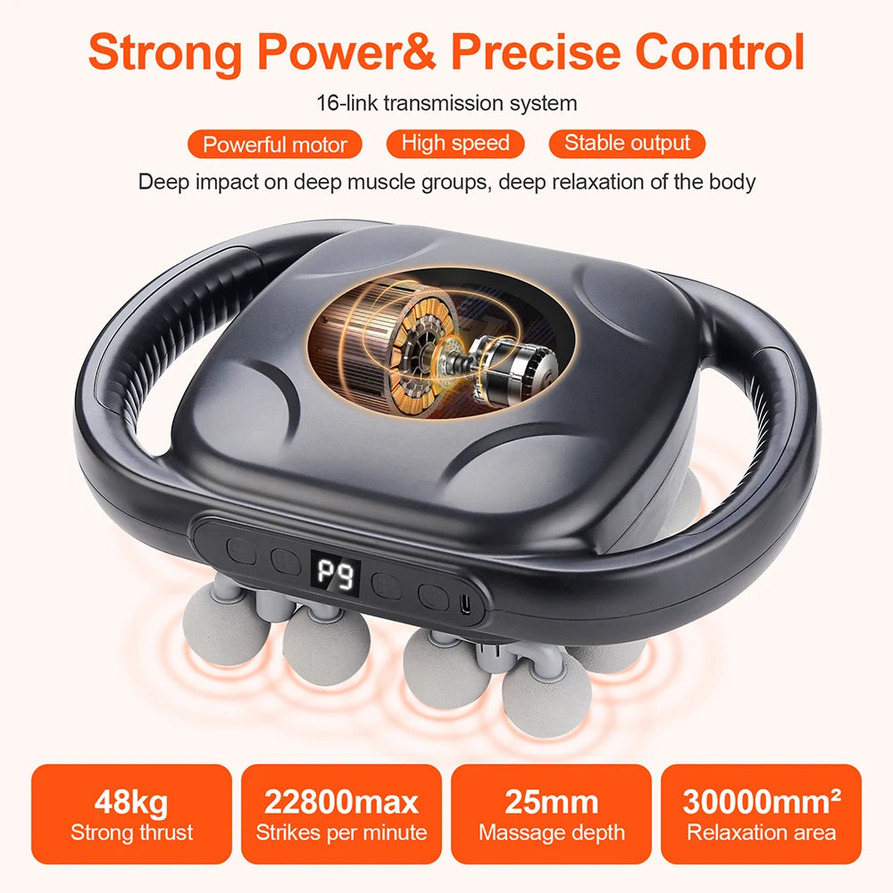 16-Head Percussion Massage Gun – High-Frequency Muscle Relief Device
