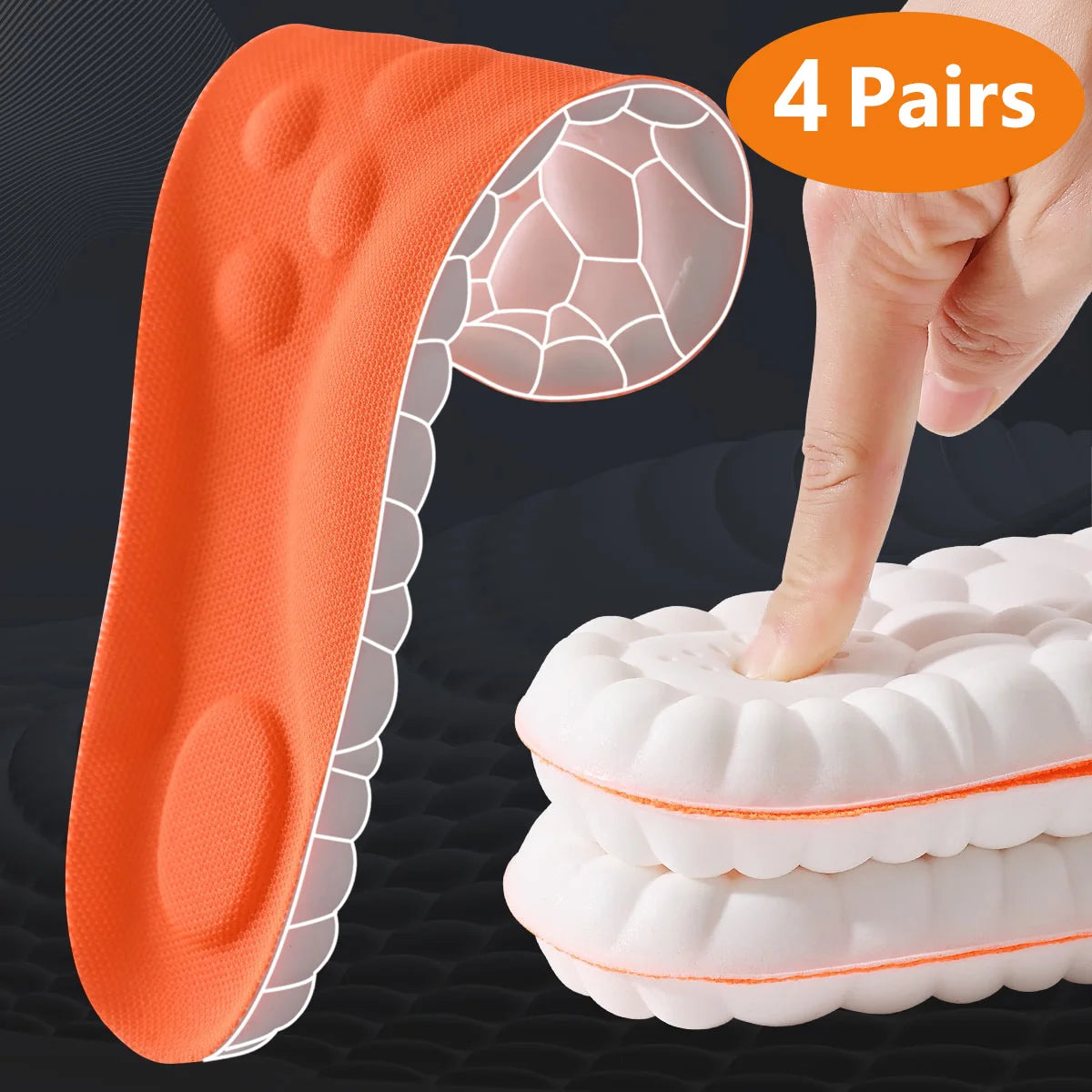 Breathable Latex Sport Insoles – Shock Absorption & Arch Support (1–4 Pairs)