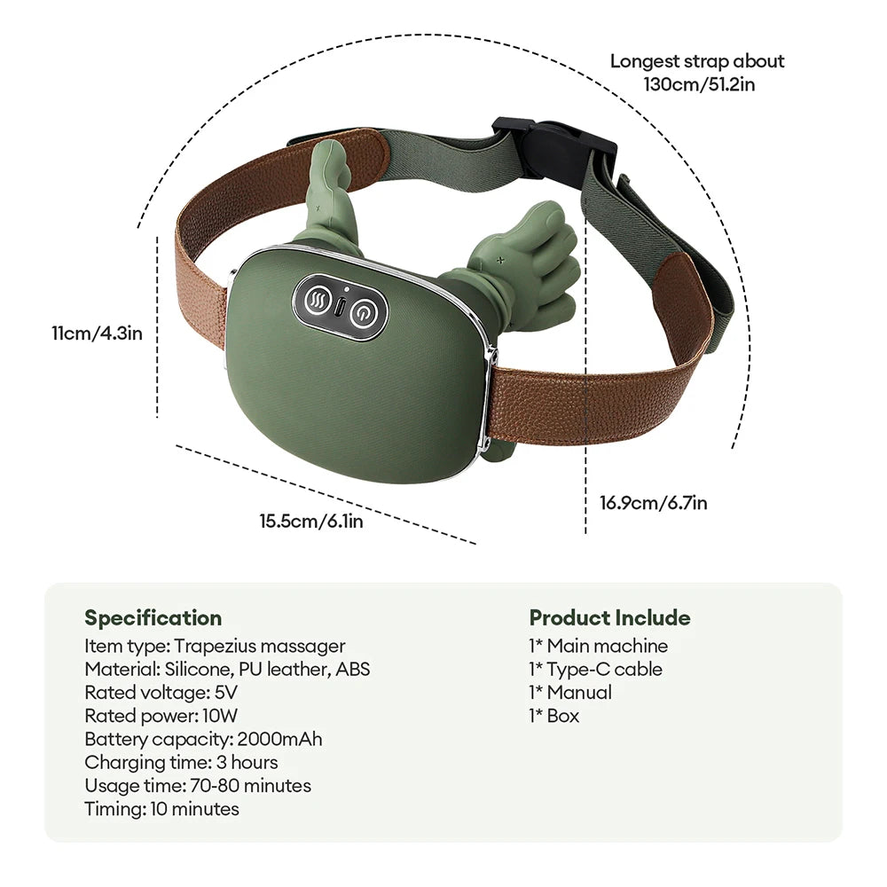 Wireless Neck & Shoulder Massager – Kneading Trapezius Support with Brushless Motor
