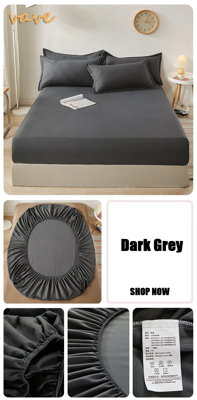 100% Cotton Fitted Sheet – Adjustable Non-Slip Mattress Cover (Single to King)