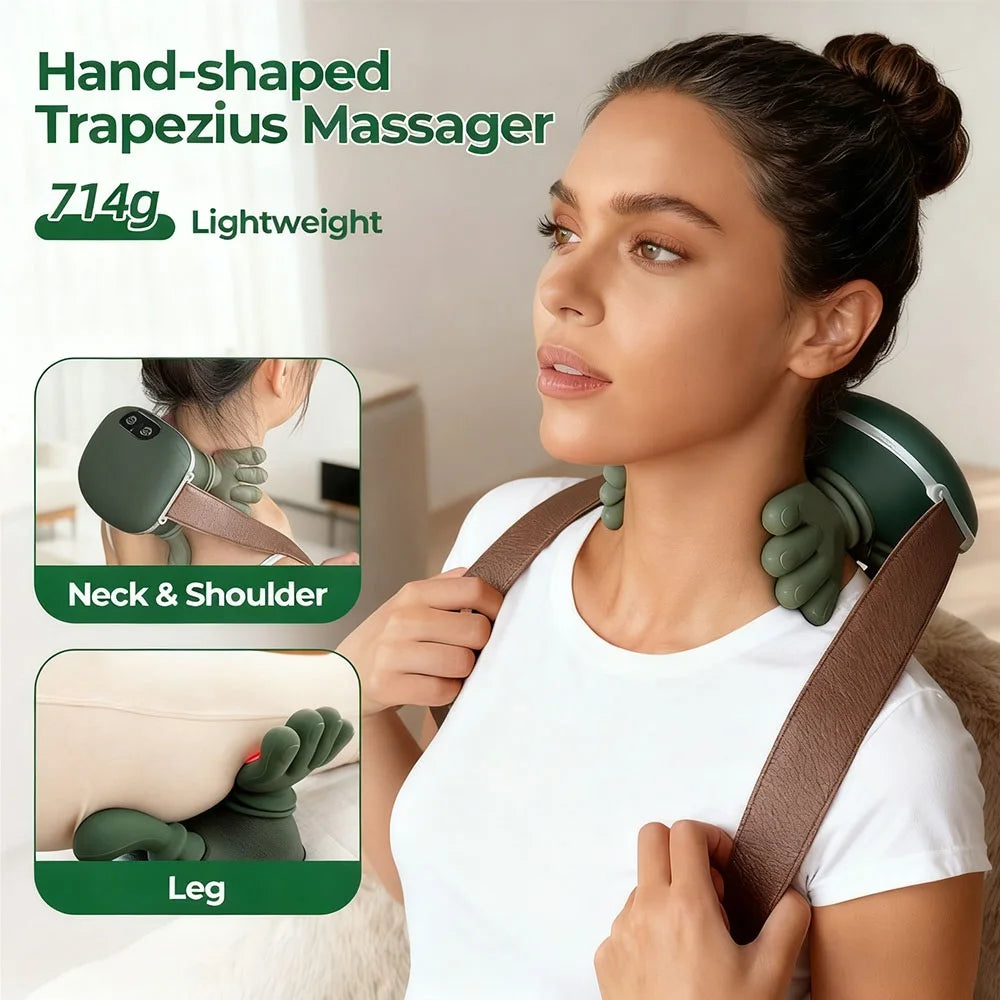 Wireless Neck & Shoulder Massager – Kneading Trapezius Support with Brushless Motor