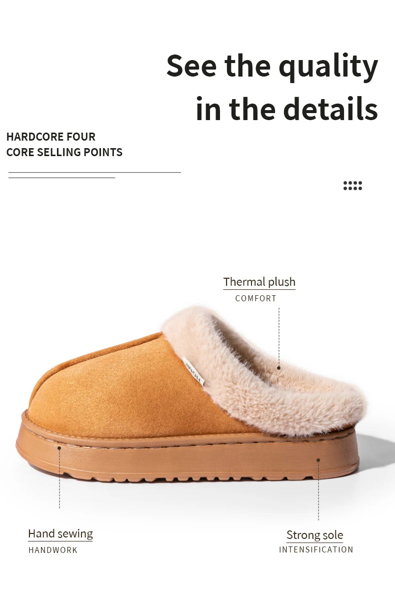 Women’s Warm Fluffy Slippers – Anti-Slip EVA Thick Sole Indoor Shoes