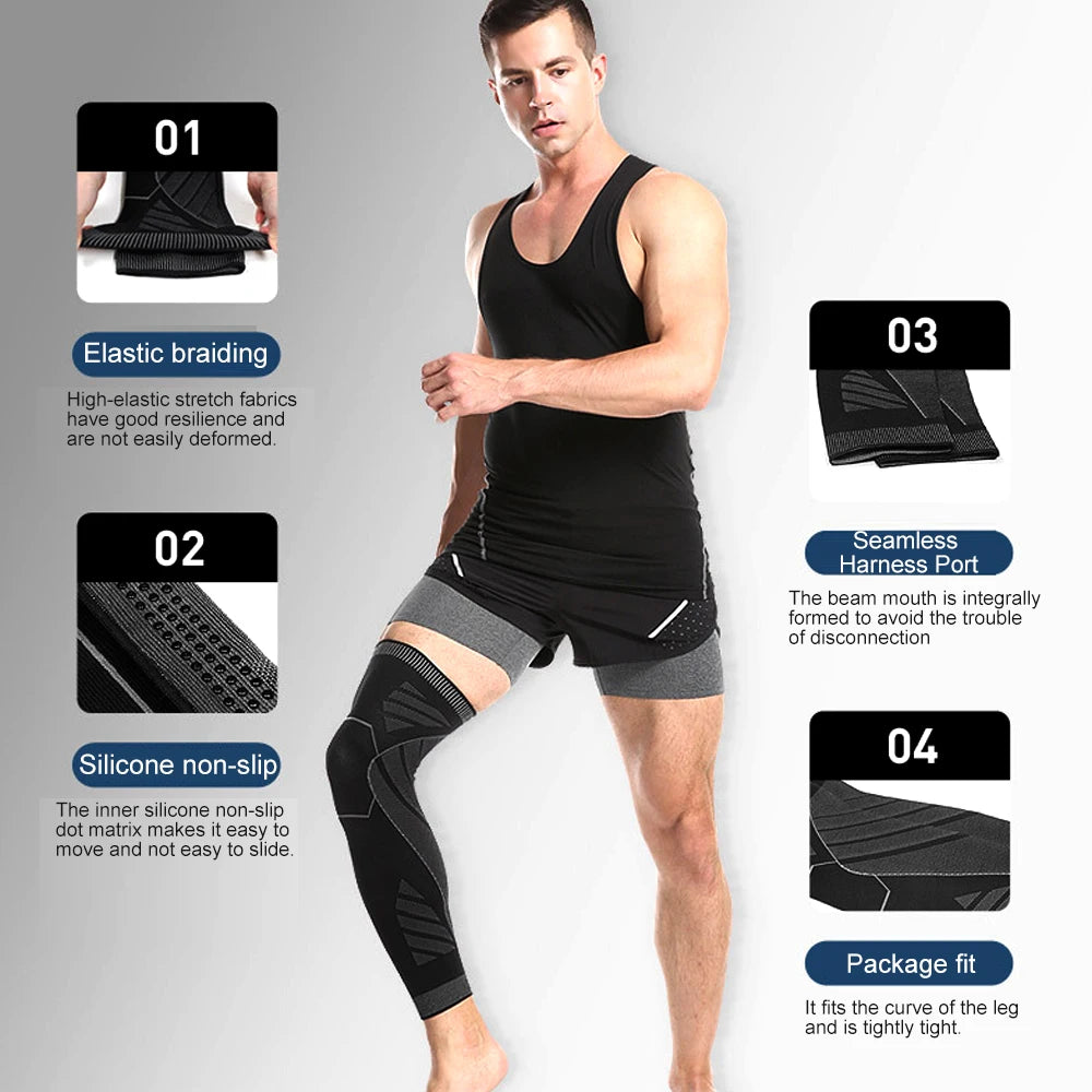 Full Leg Compression Sleeve – Long Knee Support for Sports & Pain Relief