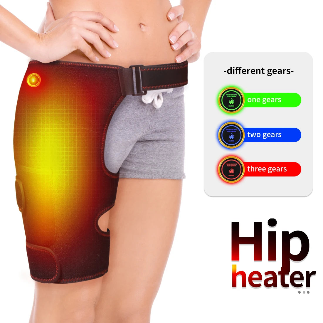 Heated Hip Support Wrap with Massage – USB-Powered Brace for Lower Back & Hip Comfort