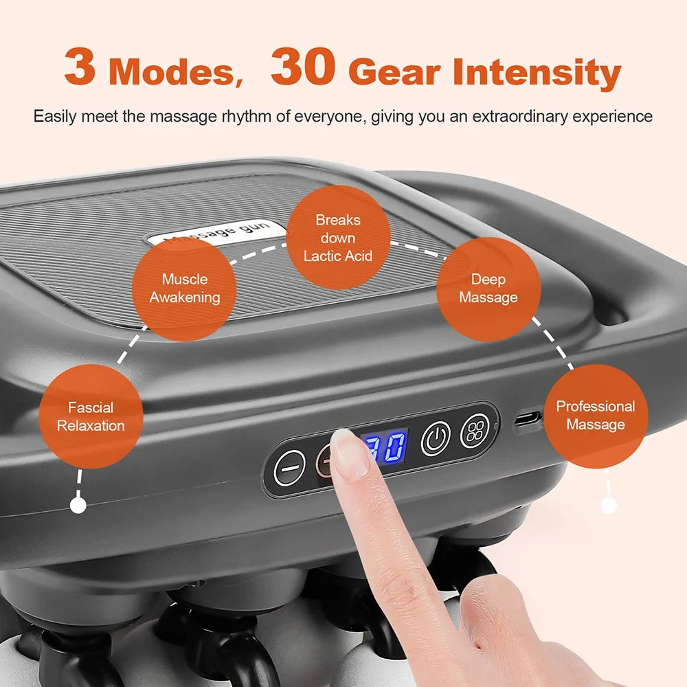 16-Head Percussion Massage Gun – High-Frequency Muscle Relief Device