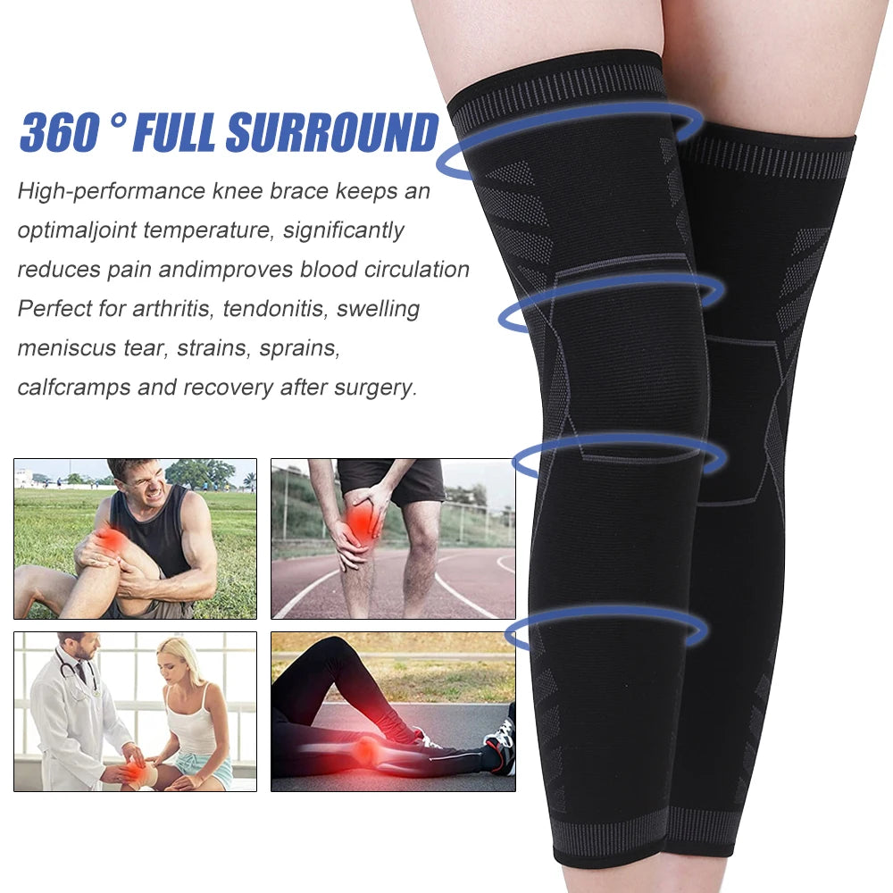 Full Leg Compression Sleeve – Long Knee Support for Sports & Pain Relief