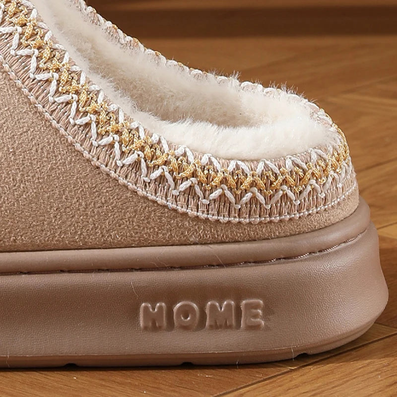 Women’s Warm Plush Platform Slippers – Non-Slip Winter Home Shoes