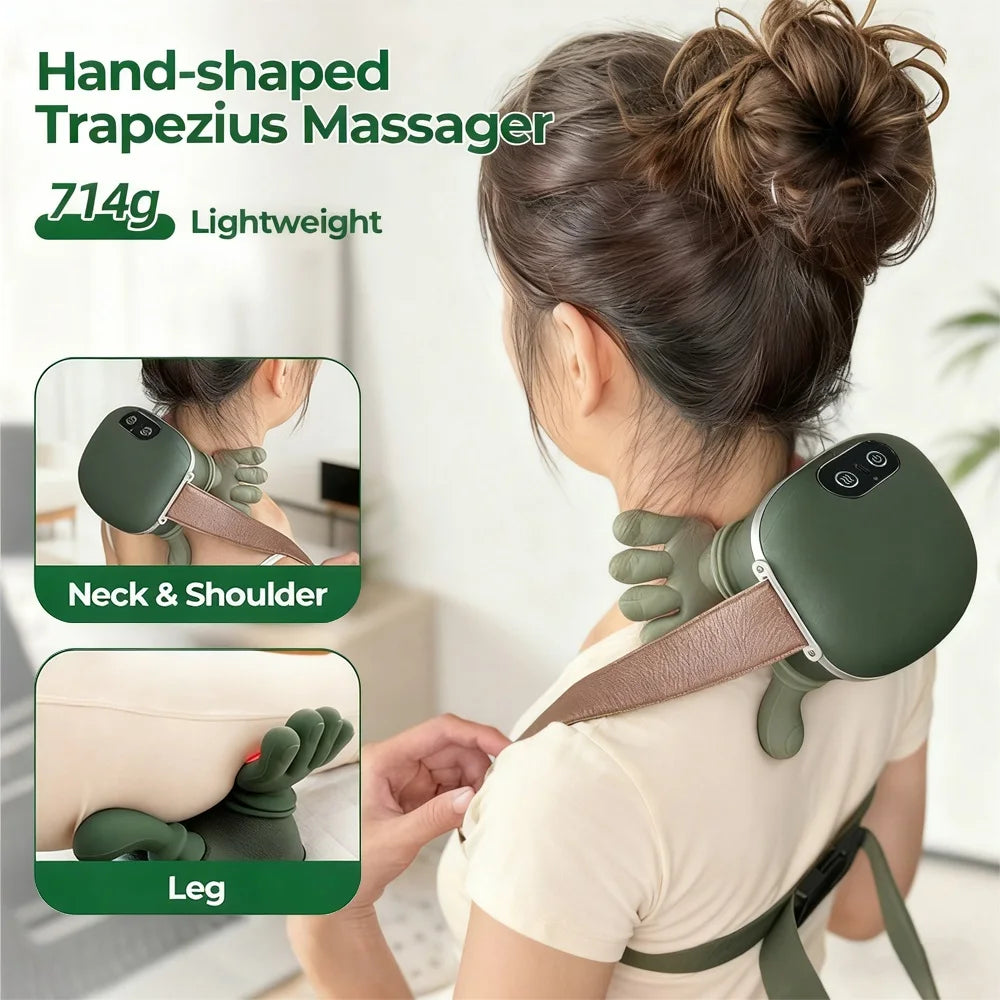 Wireless Neck & Shoulder Massager – Kneading Trapezius Support with Brushless Motor