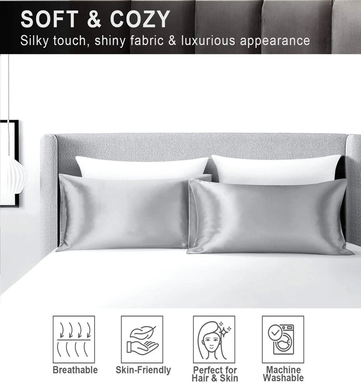 Natural Mulberry Silk Pillowcase – Silky Smooth Standard & Queen Size