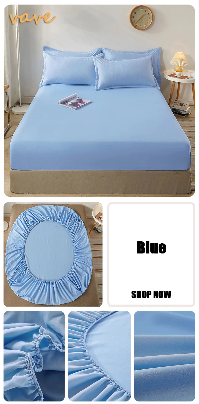 100% Cotton Fitted Sheet – Adjustable Non-Slip Mattress Cover (Single to King)
