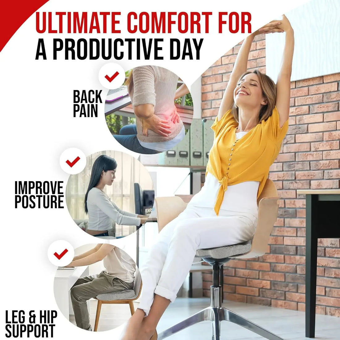 Ergonomic Memory Foam Seat Cushion – Pressure Relief for Office & Study Chairs
