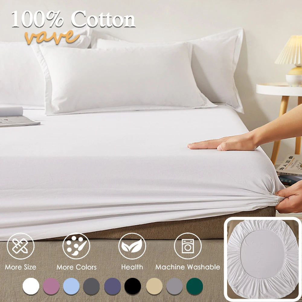 100% Cotton Fitted Sheet – Adjustable Non-Slip Mattress Cover (Single to King)