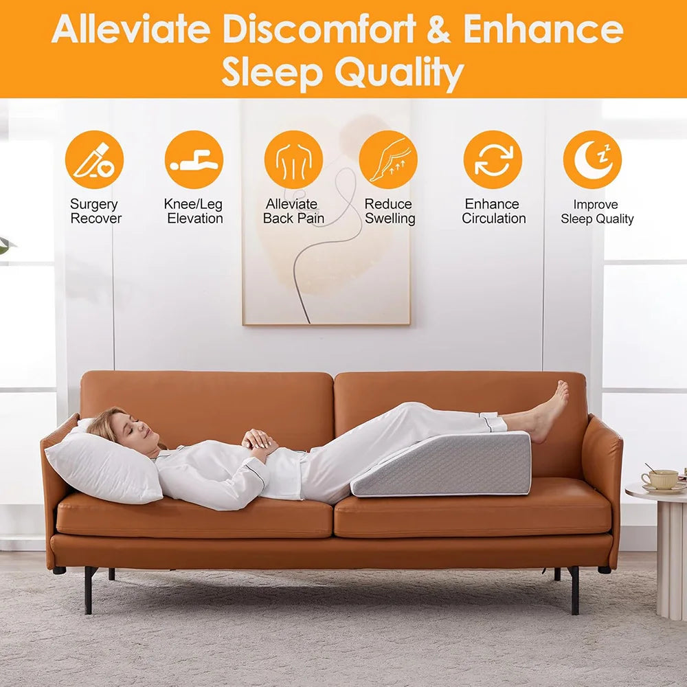 Memory Foam Leg Elevation Pillow – Wedge Support Cushion for Comfortable Sleep