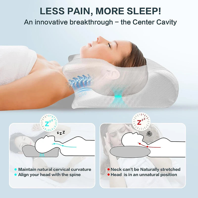 2-in-1 Memory Foam Cervical Pillow – Ergonomic Contour Neck Support