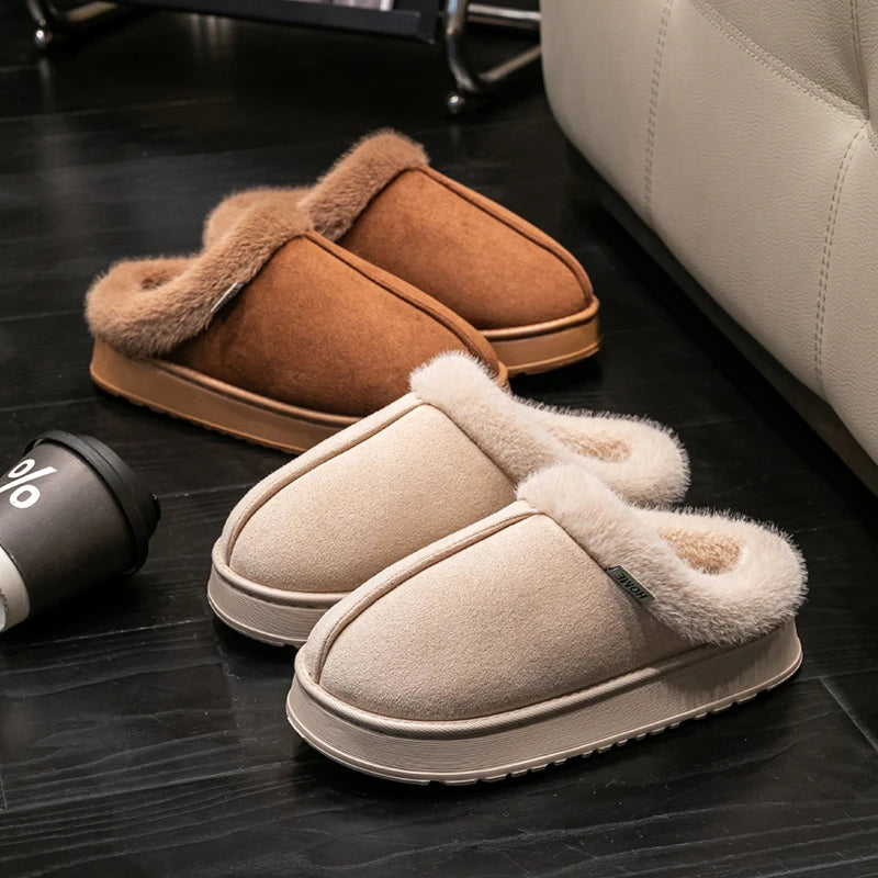Women’s Warm Fluffy Slippers – Anti-Slip EVA Thick Sole Indoor Shoes