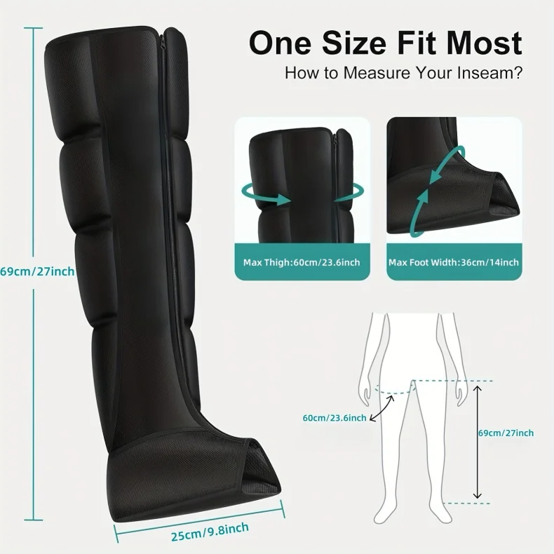 Electric Pneumatic Leg Massager – Extended Thigh, Calf & Foot Compression with Remote