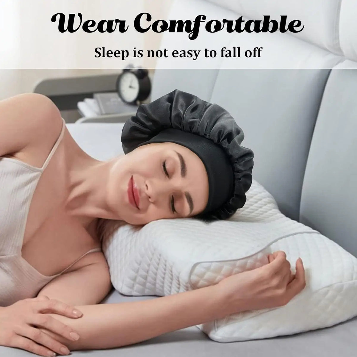 Women’s Satin Hair Bonnet – Soft Elastic Sleep Cap for Hair Care