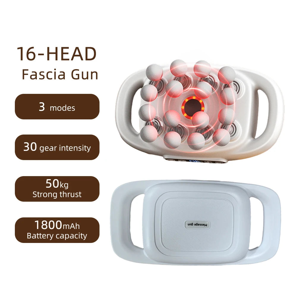 16-Head Percussion Massage Gun – High-Frequency Muscle Relief Device